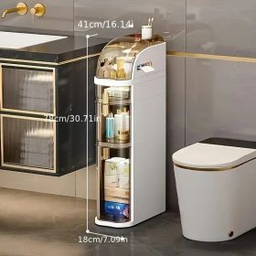 7.09 Inch Slim Gap Storage Cabinet with Drawers Freestanding Narrow Bathroom Kitchen Organizer Rack Lightweight No-Assembly Floor Cabinet (Model Number: 3-Tier)