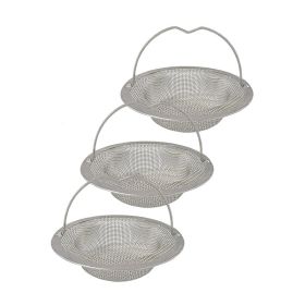 Sink Drain Strainer with Handle for Home/Kitchen/Bathroom (Color: Silver, Type: 3 pcs)